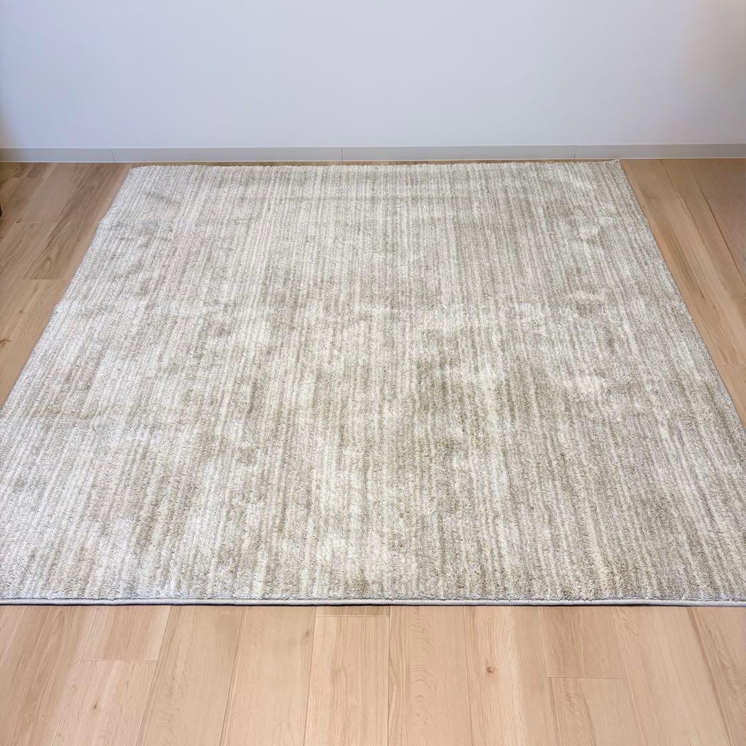 花粉やウイルス対策＆防ダニ加工の洗えるナチュラル国産ラグ　アイボリー