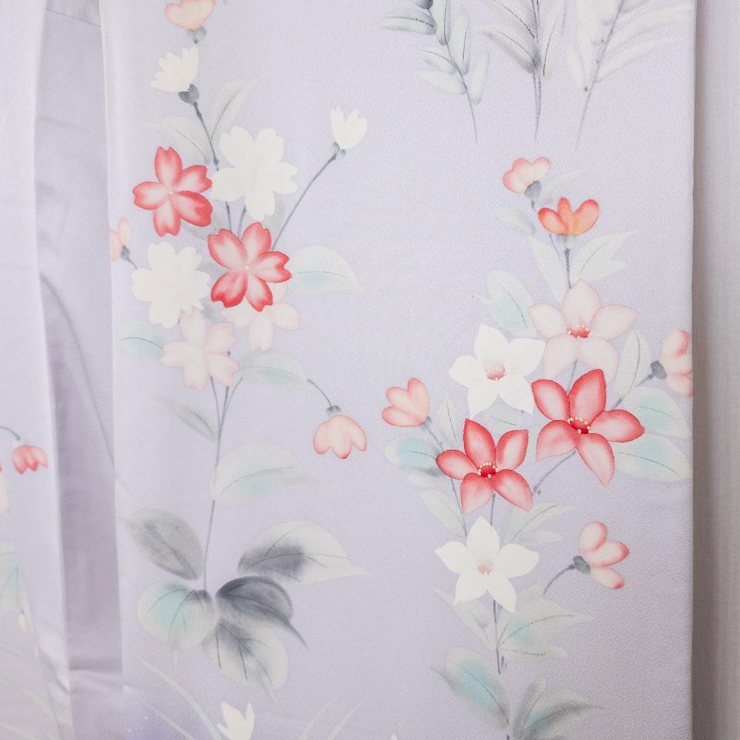 S R7SK1321 振袖+帯 2点セット 花 道長花鳥文 扇 ピンク