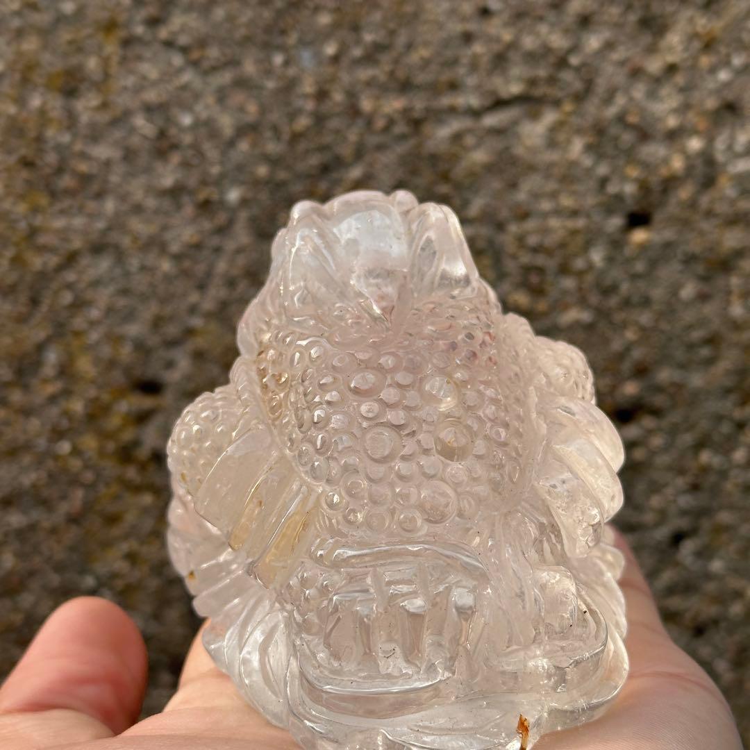 天然石 水晶の銭蛙　置物　ご購入前に在庫確認必要G.170