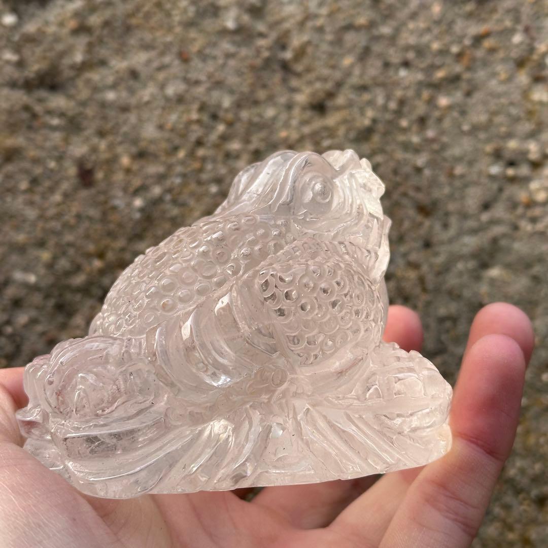 天然石 水晶の銭蛙　置物　ご購入前に在庫確認必要G.170