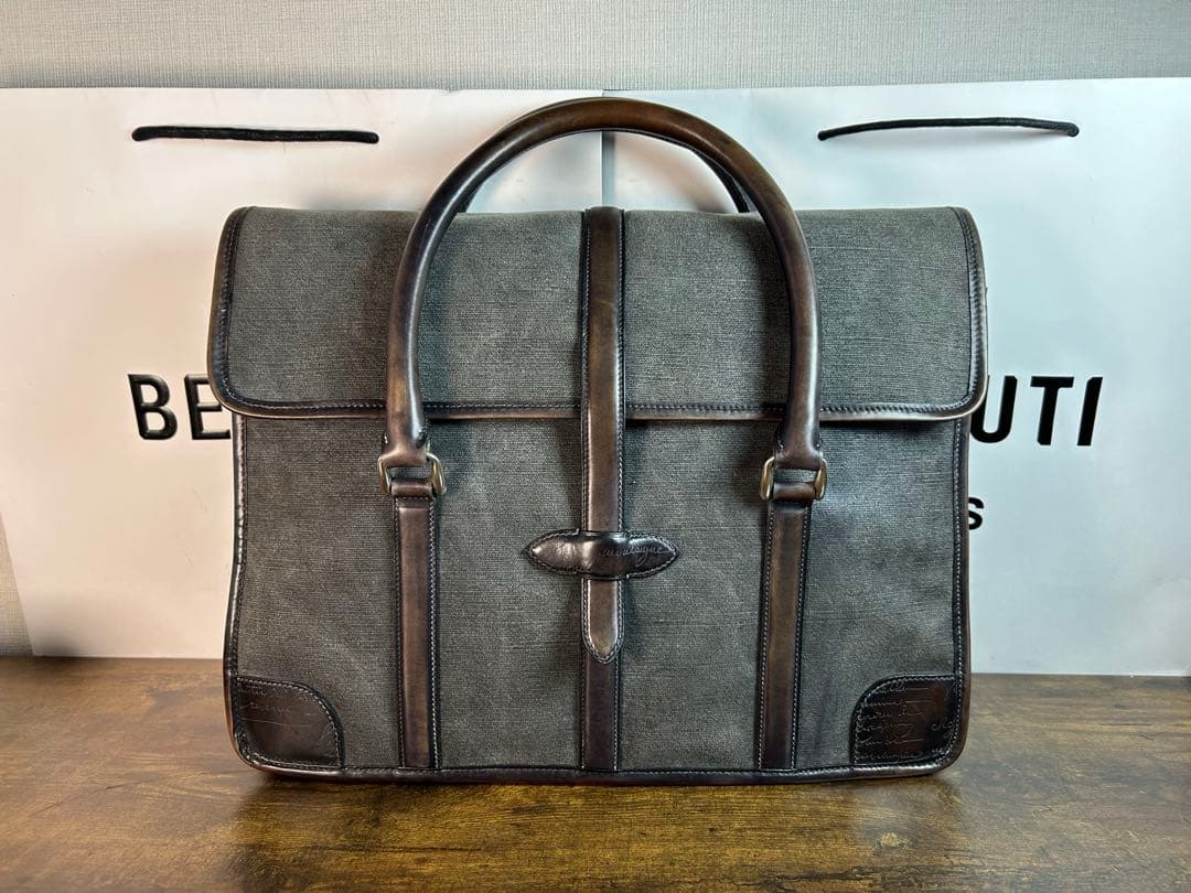 廃盤　Berluti スクリットレザー　コットンキャンバス ブリーフケース