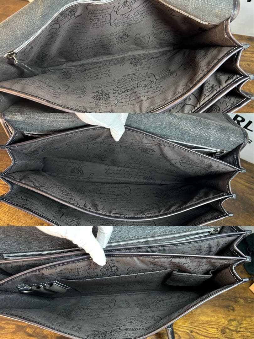 廃盤　Berluti スクリットレザー　コットンキャンバス ブリーフケース