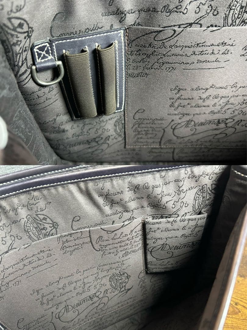 廃盤　Berluti スクリットレザー　コットンキャンバス ブリーフケース