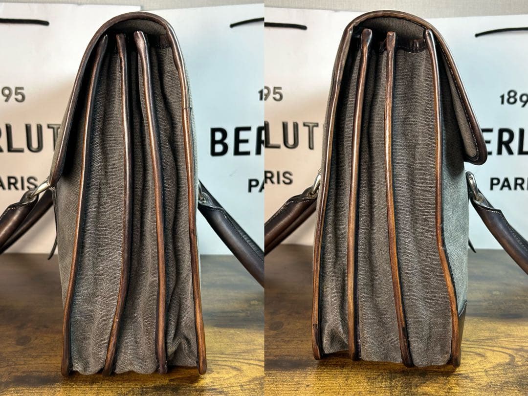 廃盤　Berluti スクリットレザー　コットンキャンバス ブリーフケース