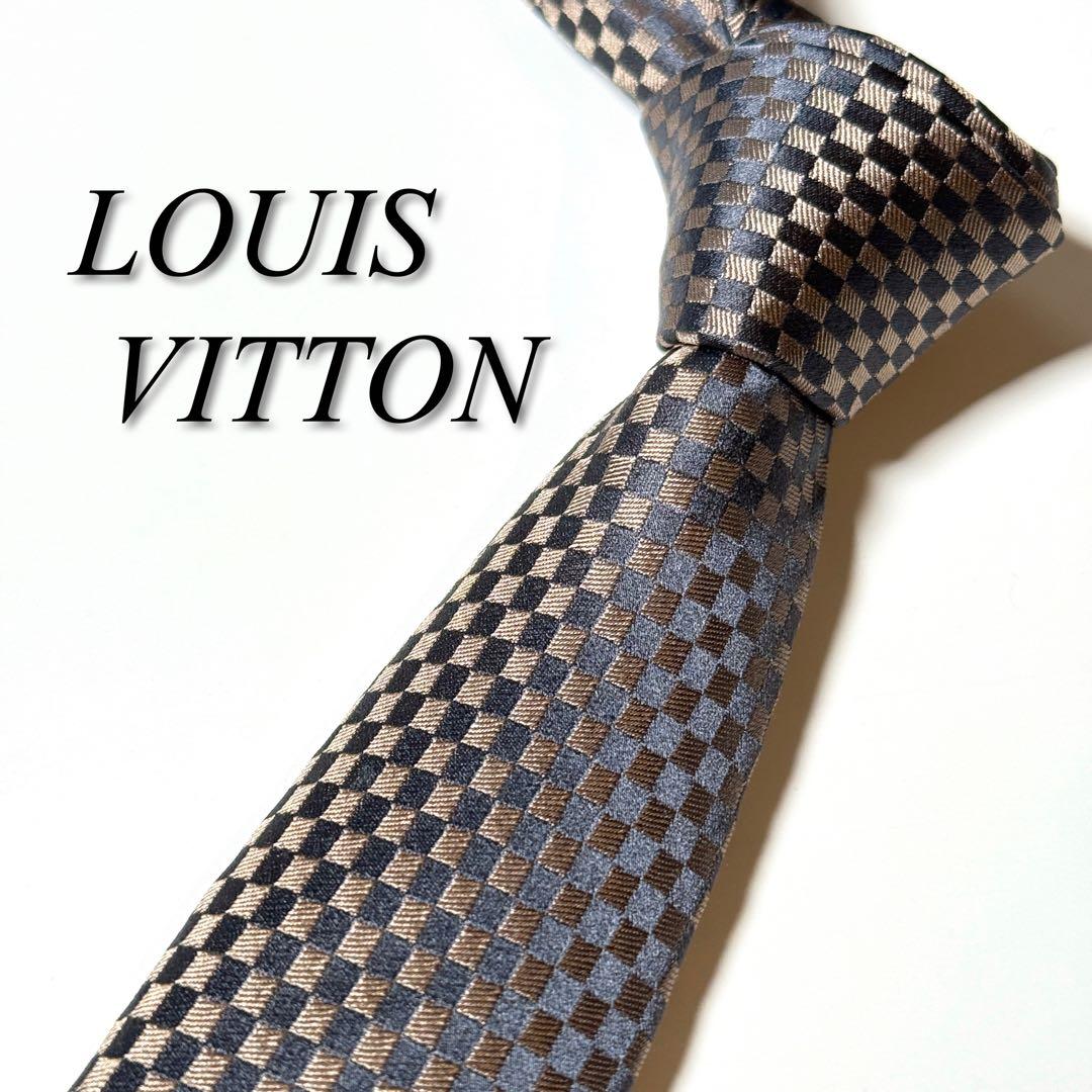 【美品】 LOUIS VITTON ルイヴィトン ダミエ柄 ネクタイ ナロータイ