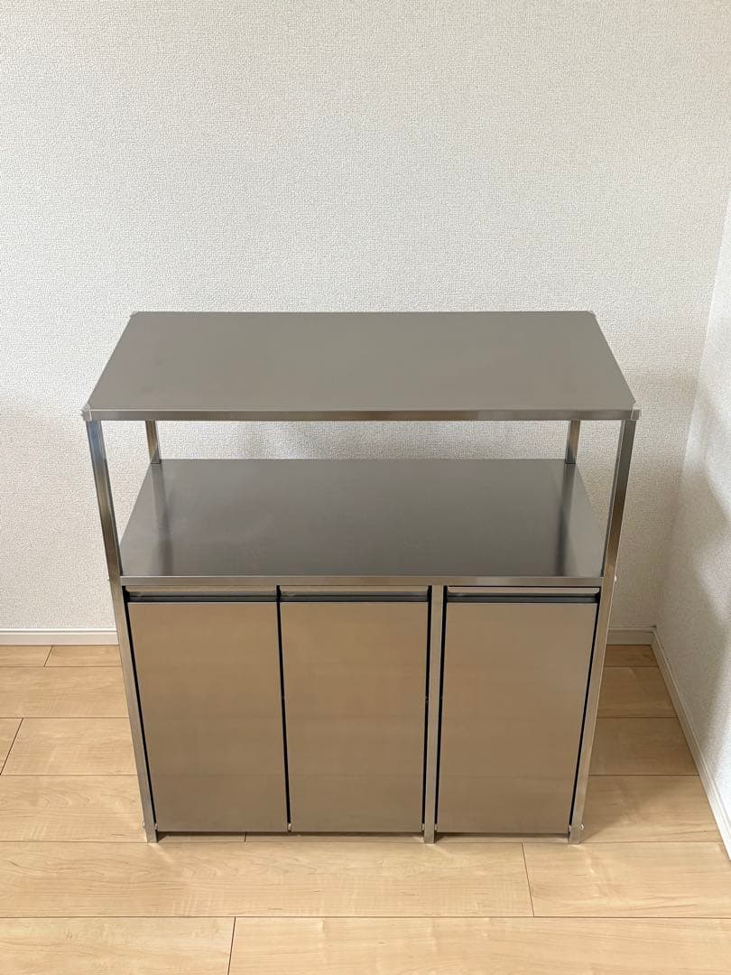 ステンレス作業台ワゴン ダスト3分別 幅73.5cm