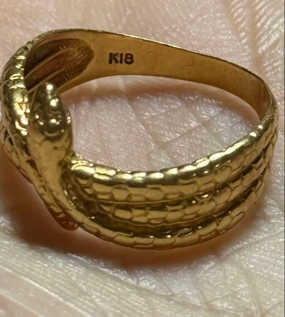 K18 18金 リング 指輪 蛇モチーフ
