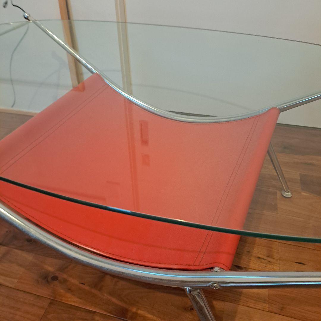 ヴィンテージ　ミッドセンチュリー ガラス センターテーブル ビンテージ メタル