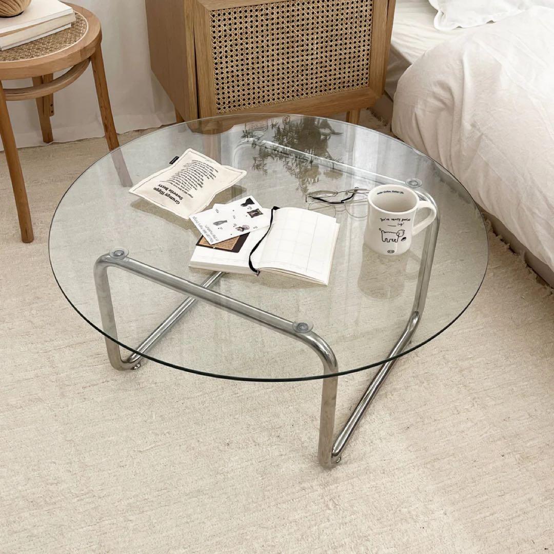 クリアラウンドローテーブル 直径80cm × 高さ40cm