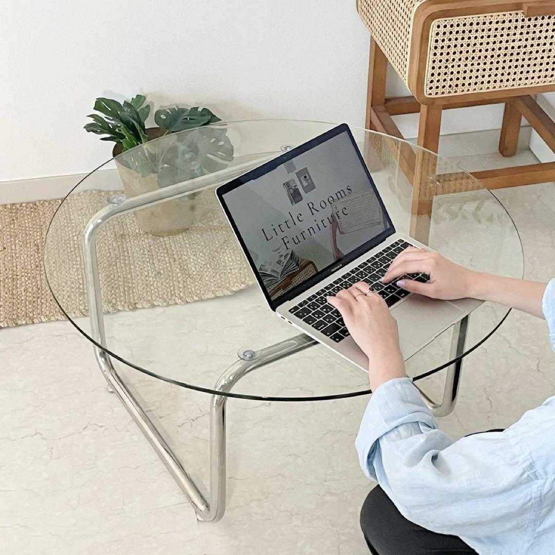 クリアラウンドローテーブル 直径80cm × 高さ40cm