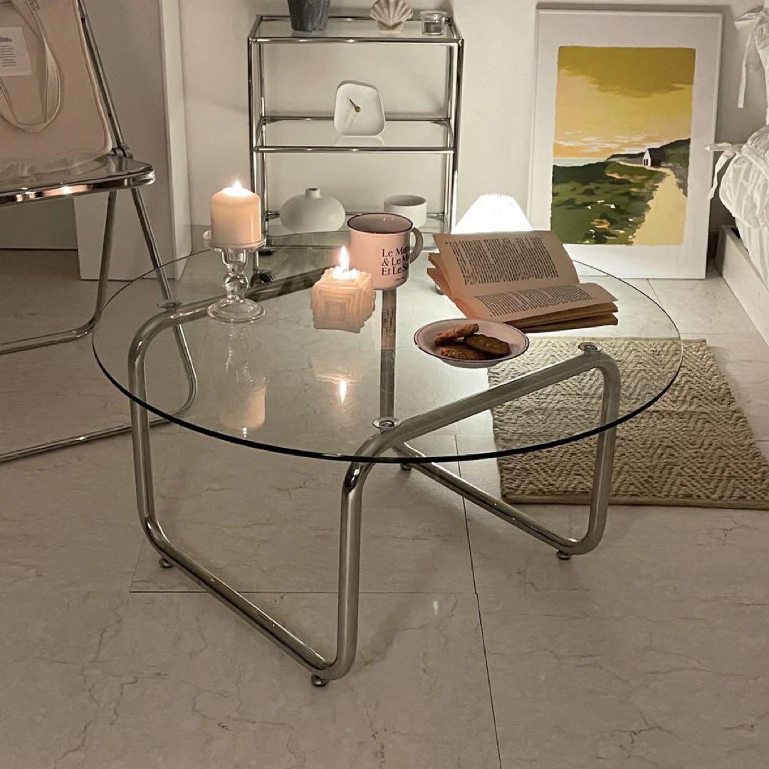 クリアラウンドローテーブル 直径80cm × 高さ40cm