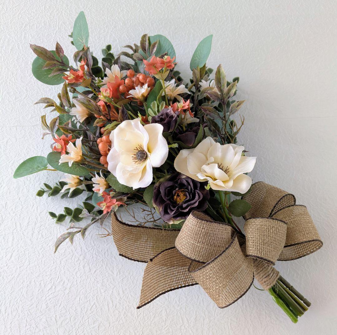 komama 落ち着いた色合いのバラとユーカリのナチュラルスワッグ合計3点