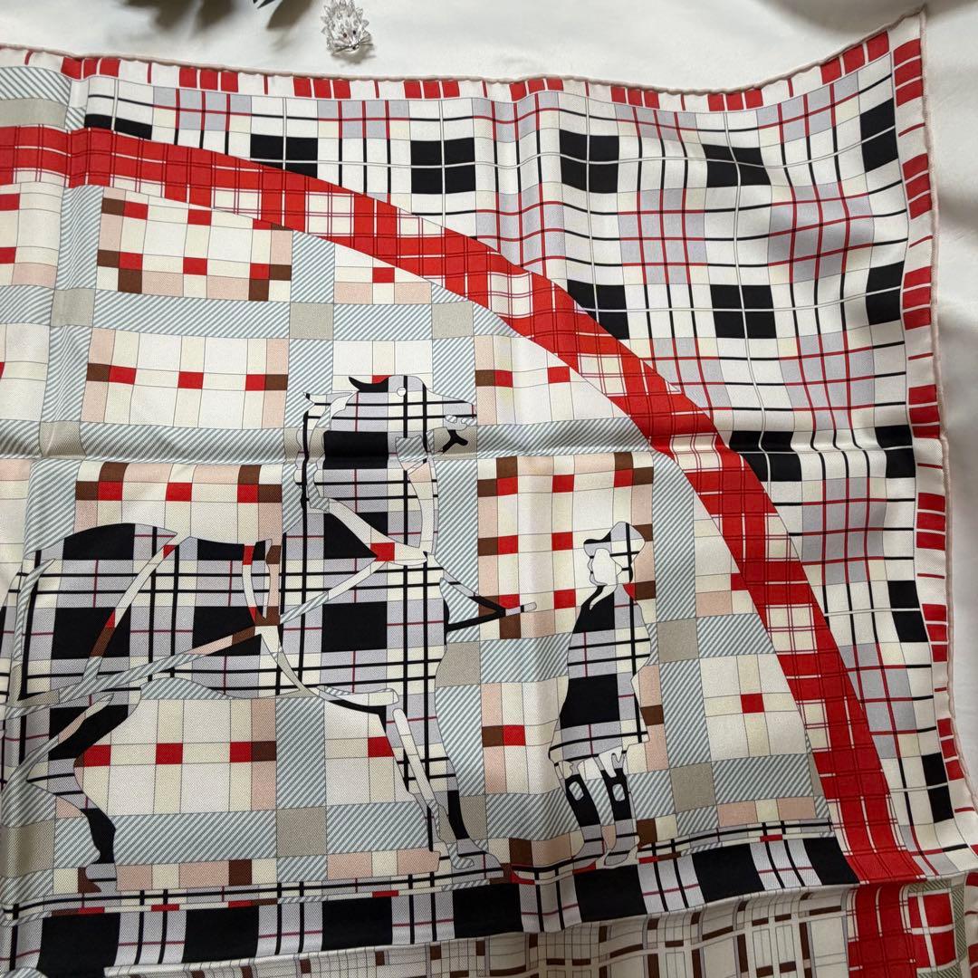 エルメス　カレ90 エクスリブリス・チェック