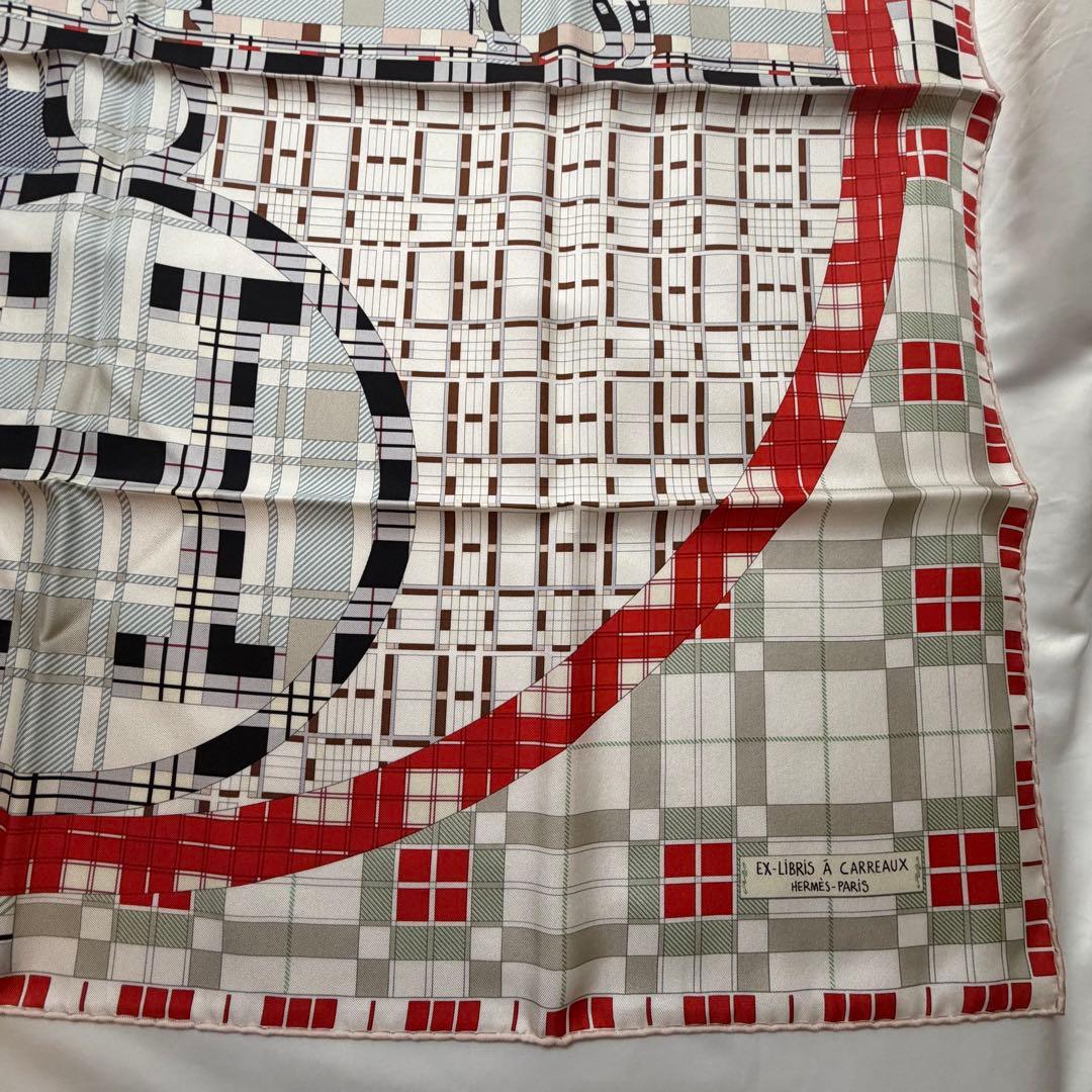 エルメス　カレ90 エクスリブリス・チェック