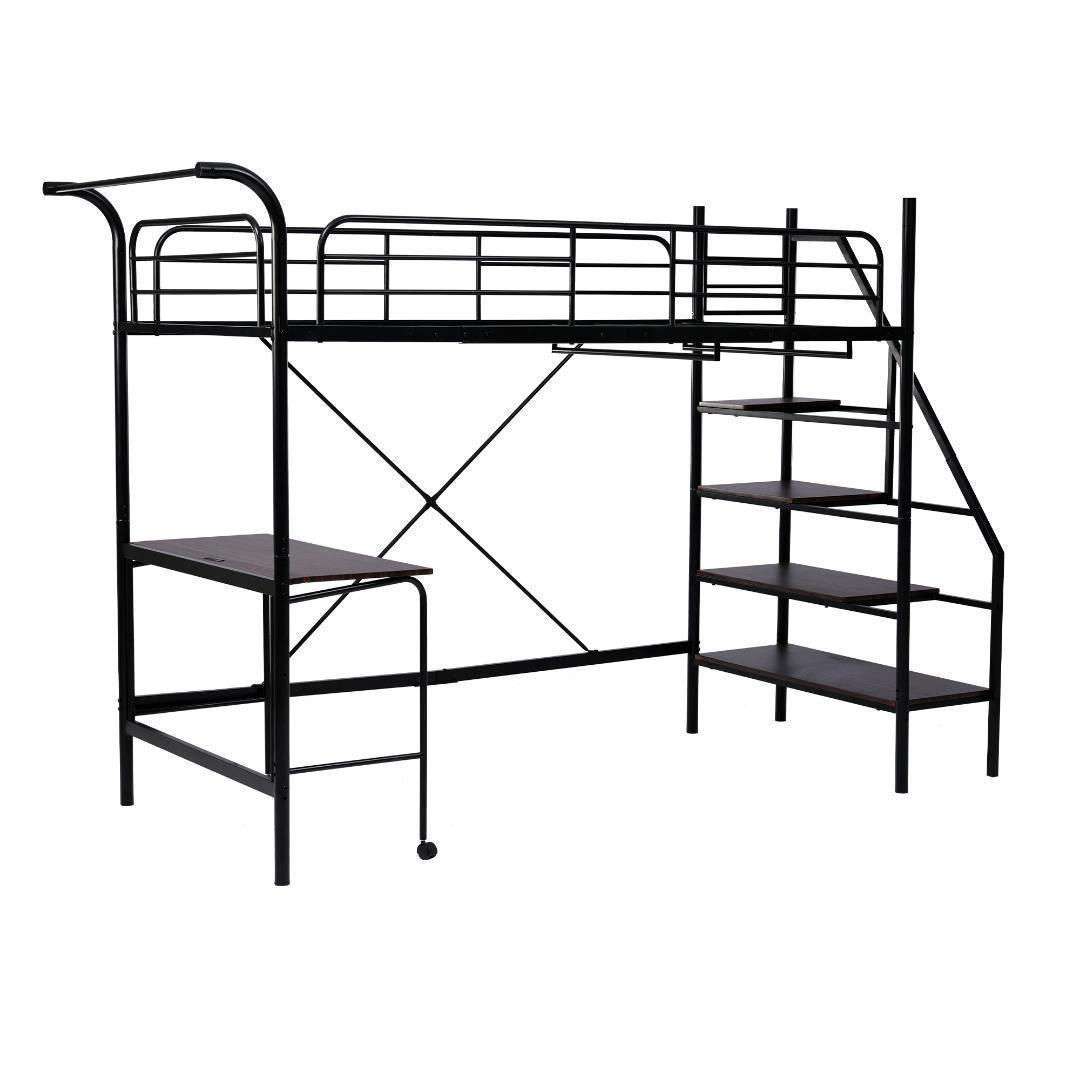 システムベット ロフトベッド シングル デスク付き コンセント付き 収納付き