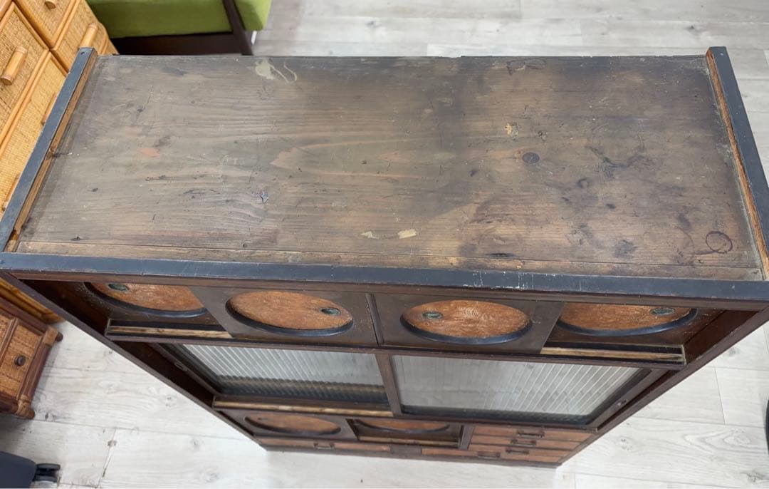 茶箪笥 飾り棚 和家具 昭和レトロ 時代物 食器棚 -496-