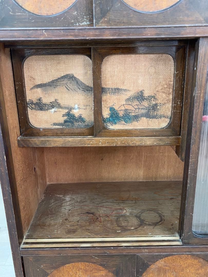 茶箪笥 飾り棚 和家具 昭和レトロ 時代物 食器棚 -496-