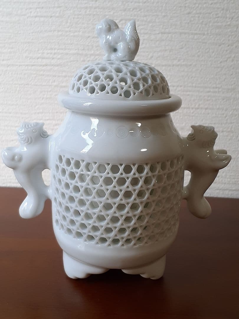 十五代　中里茂右衛門　鳳凰耳籠目透細長　香炉