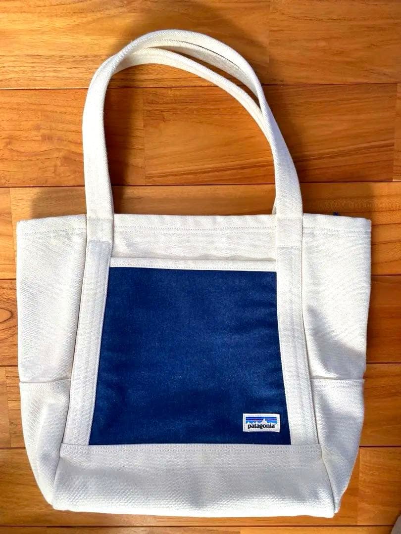 Patagonia トートバッグ ホワイト/ネイビー　美品