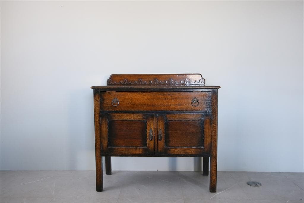 英国アンティーク木製カップボード/キャビネット/キッチン収納/飾り棚92-105