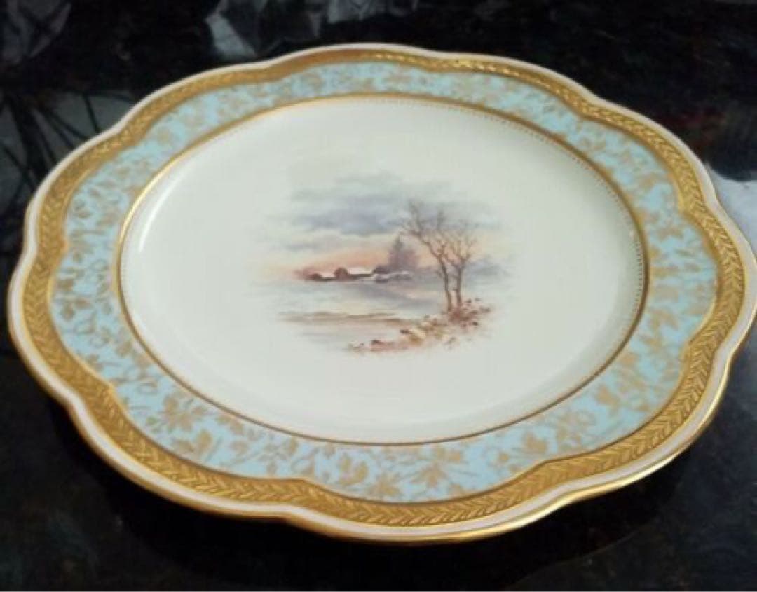  ウエッジウッド　風景画　手描きプレート　中皿　イギリス　英国