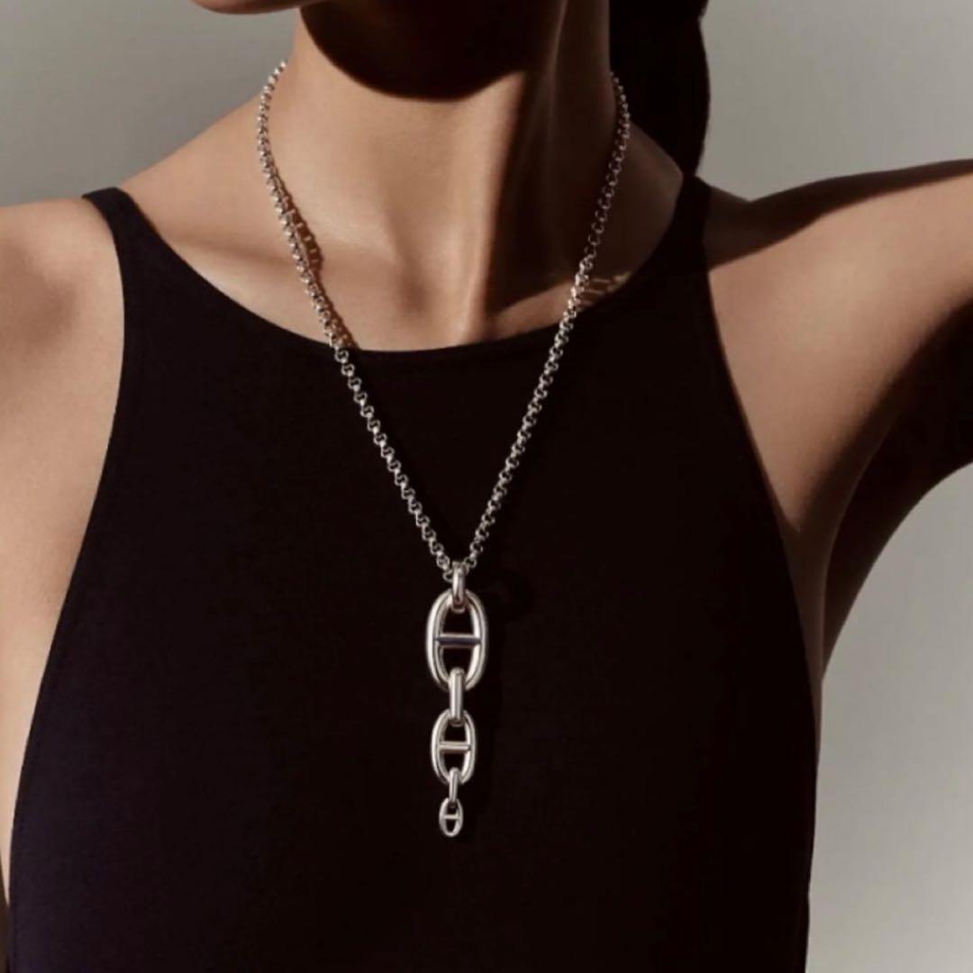 エルメス シェーヌダンクル アンシェネ ネックレス GM ペンダント シルバー