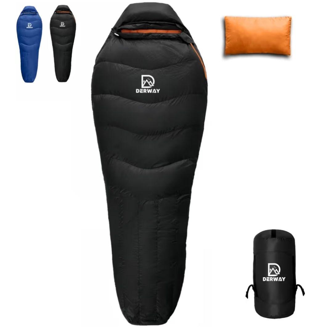 9 ダウン寝袋 冬用 超軽量 (220*85cm) キャンプ 車中泊 アウトドア