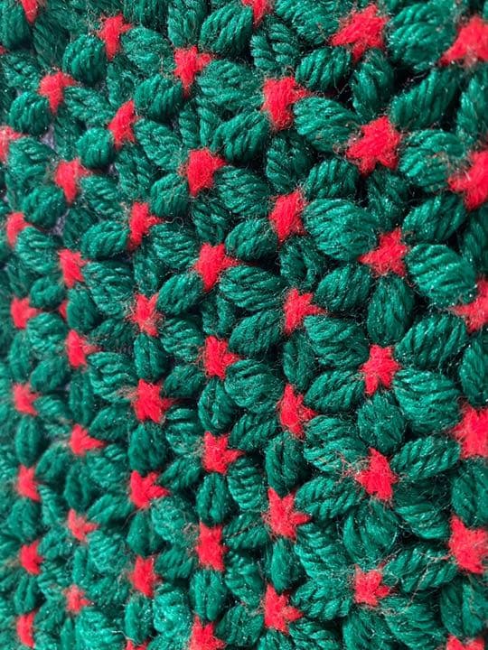 古着 ビンテージ 80s 緑 赤 グラニー マット 絨毯 キャンプ ラグ