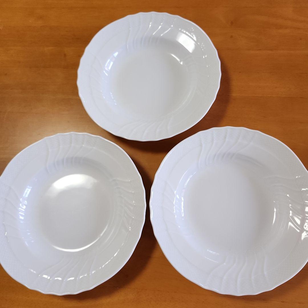 リチャードジノリ、ホワイト皿 3枚セット 波型デザイン