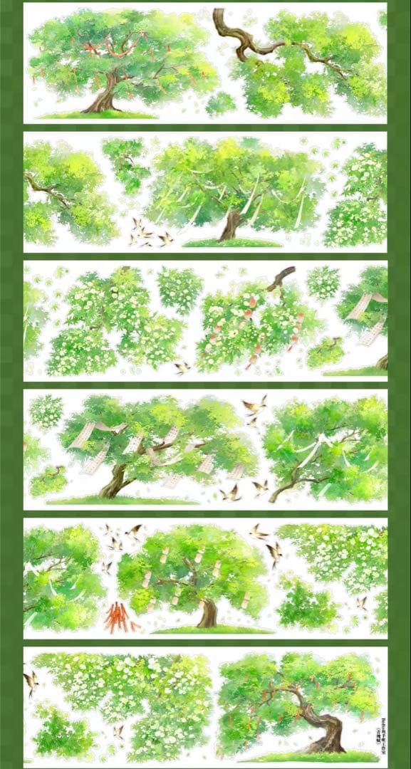 【9374】海外5m巻　貝殻光カッティングマスキングテープ　木　自然　装飾背景系