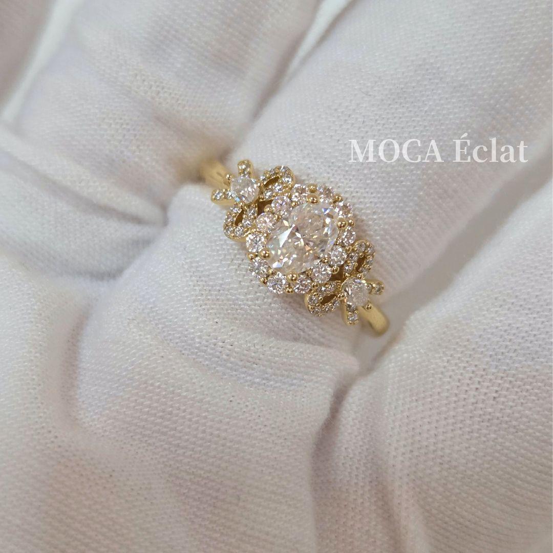 【椿さま お取り寄せ】モアサナイト リボンデザインリング 2ct オーバルカット