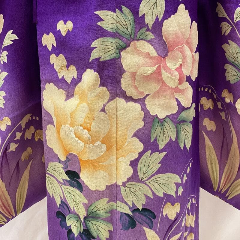 510ag74着物のみ◎七五三 七歳 女児 アンティーク着物 五つ紋 紫◎