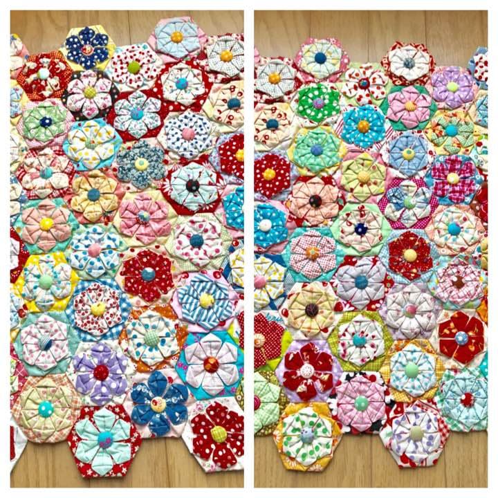 ウィードフラワー 出口えつ子先生考案の立体の花の折り布パッチワーク