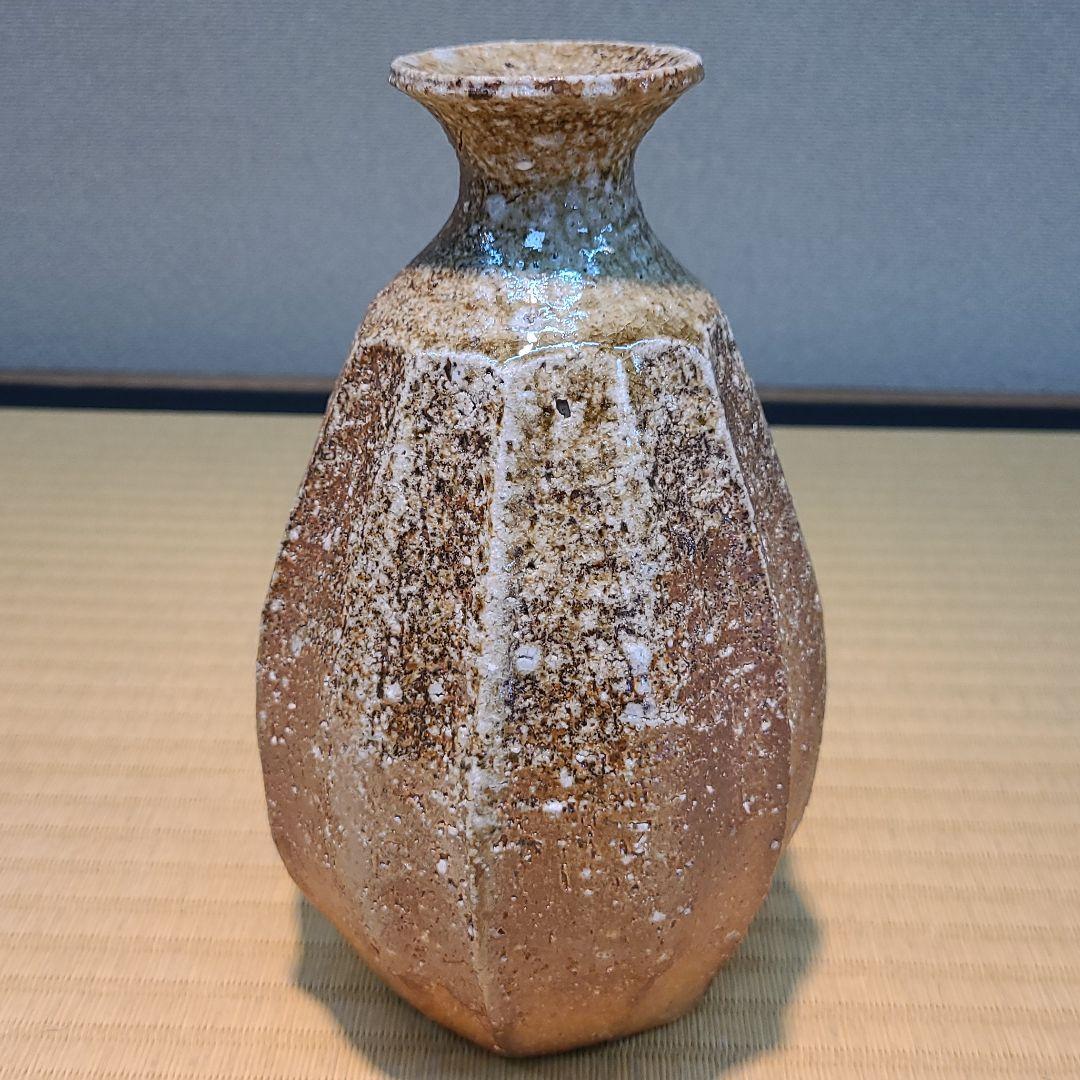信楽焼 高橋美子作 面取花入 高さ6.5寸（約20cm） 共箱 本物保証