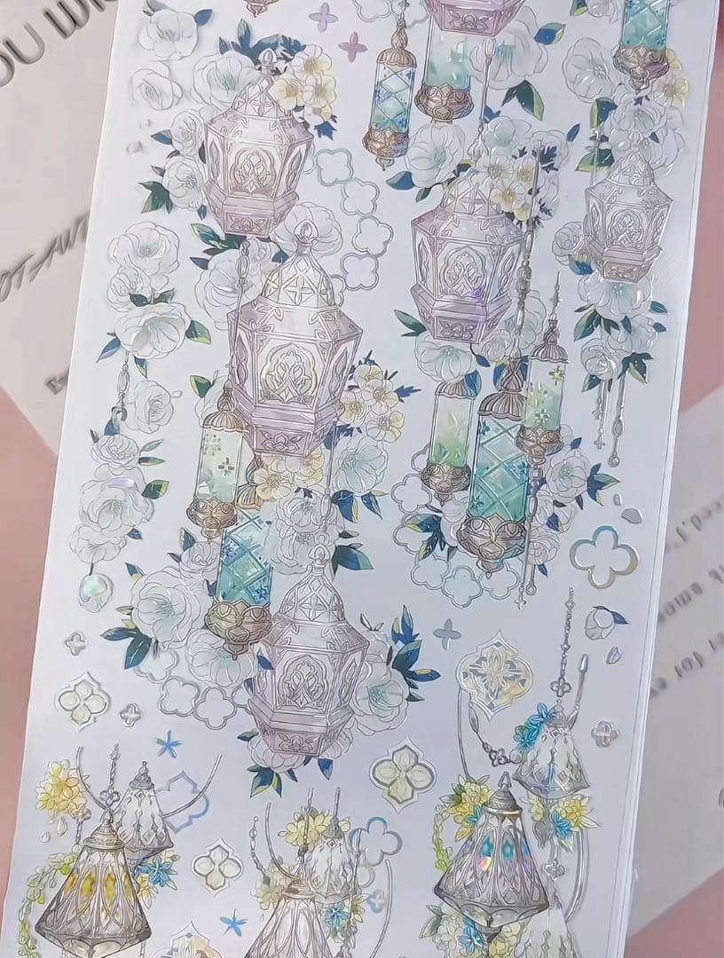 【9472】海外　マステ　5/巻　貝殻光マスキングテープ　赤8cmランプ　装飾系