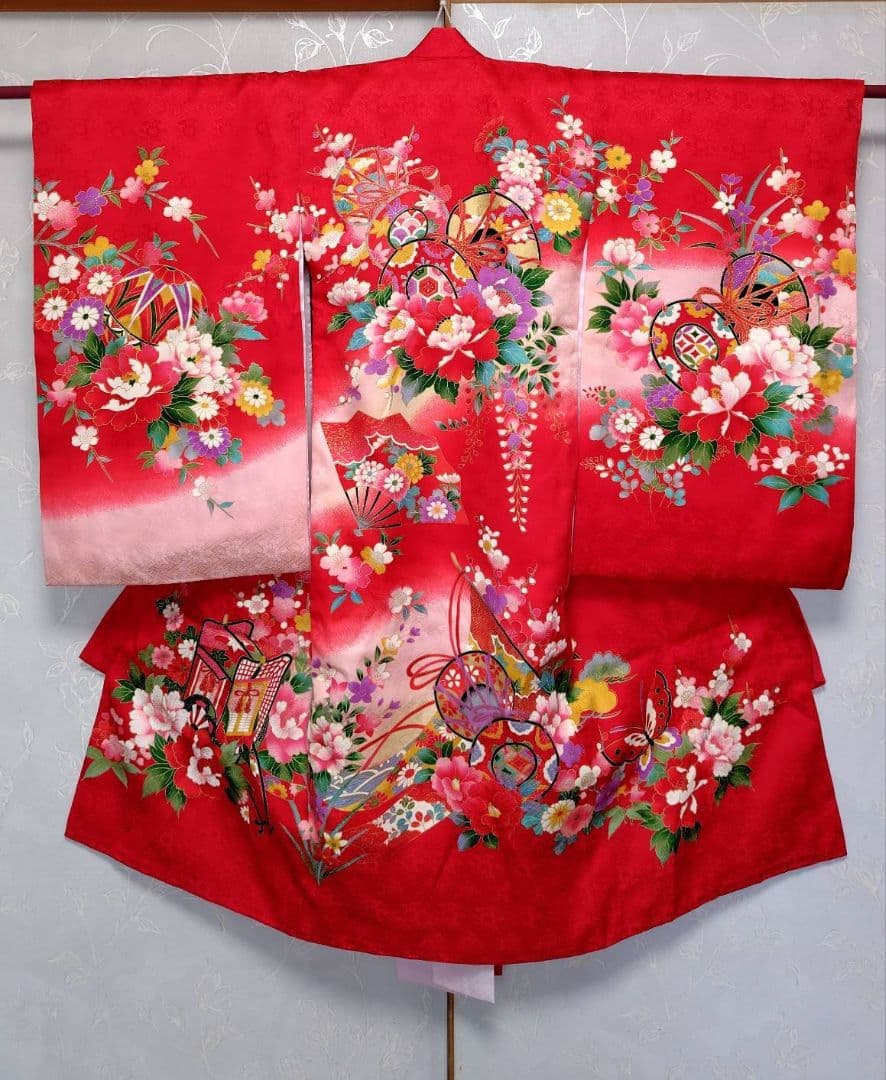 RK403アンティーク子供着物着丈98センチ裄丈46センチ3歳前後長襦袢付き綺麗