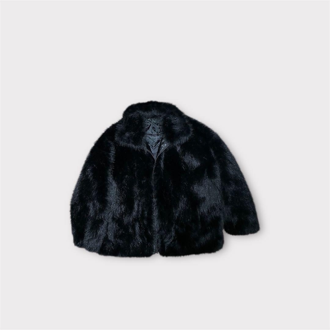 【チーズ出品】Y2K Black Faux Fur Jacket