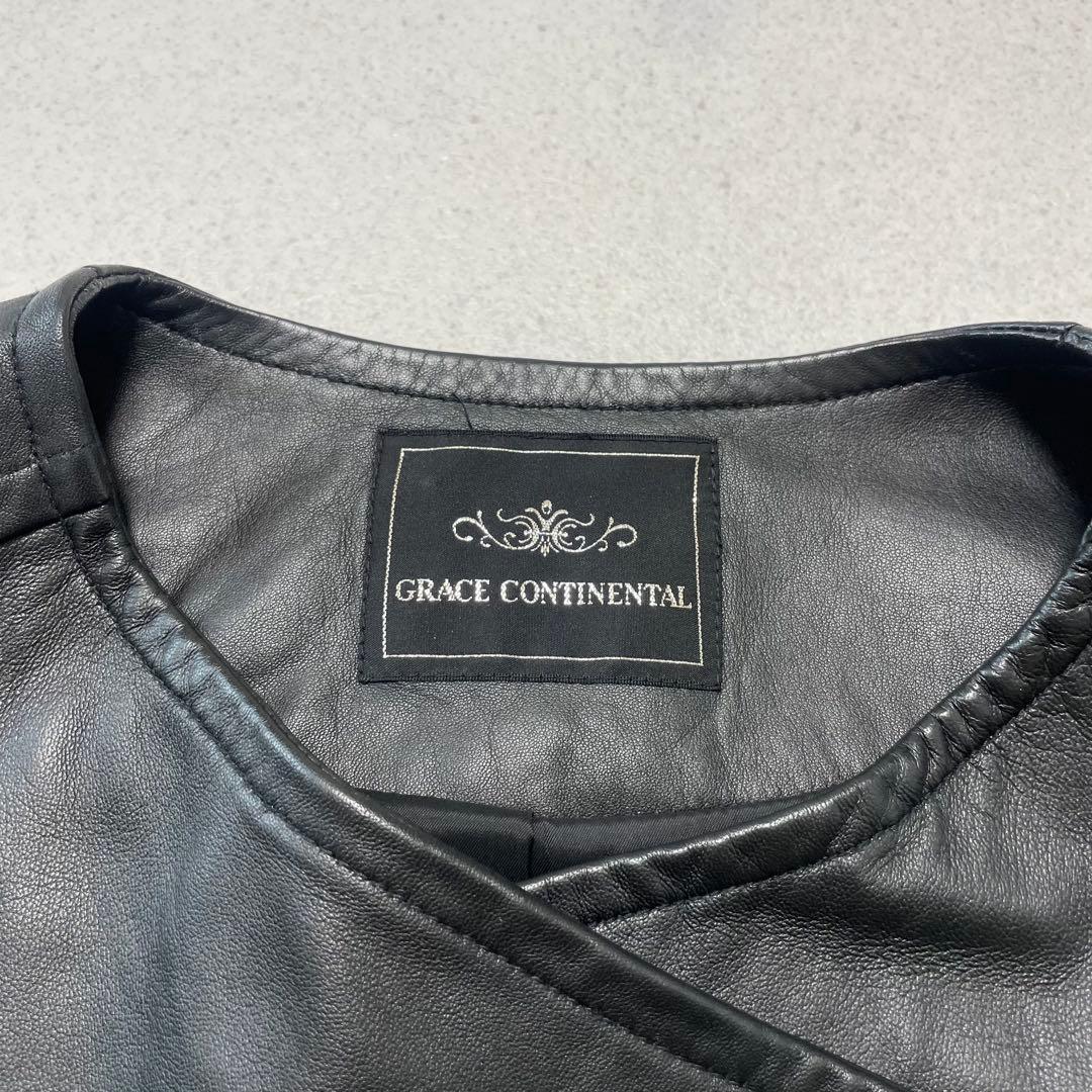 グレースコンチネンタル ラムレザー サイドベルトライダースジャケット