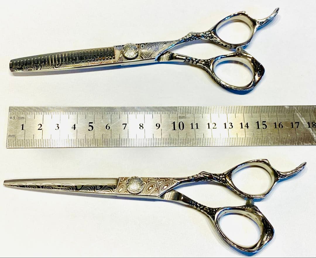 新品 カットシザー セニングシザー ダマスカス柄　25% 理容 美容 理美容 鋏