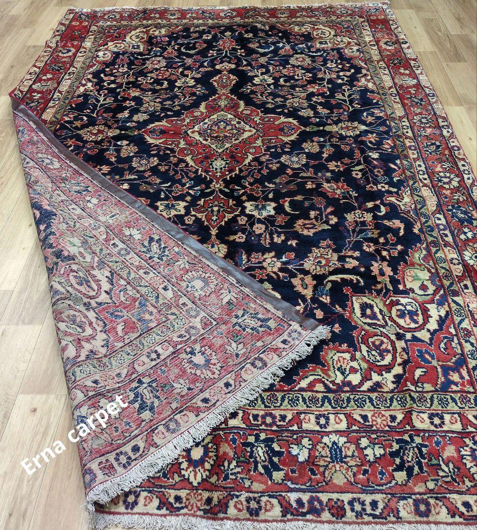 ペルシャ絨毯 330x200 手織り 美術品 草木染 ハマダン産クリーニング済み