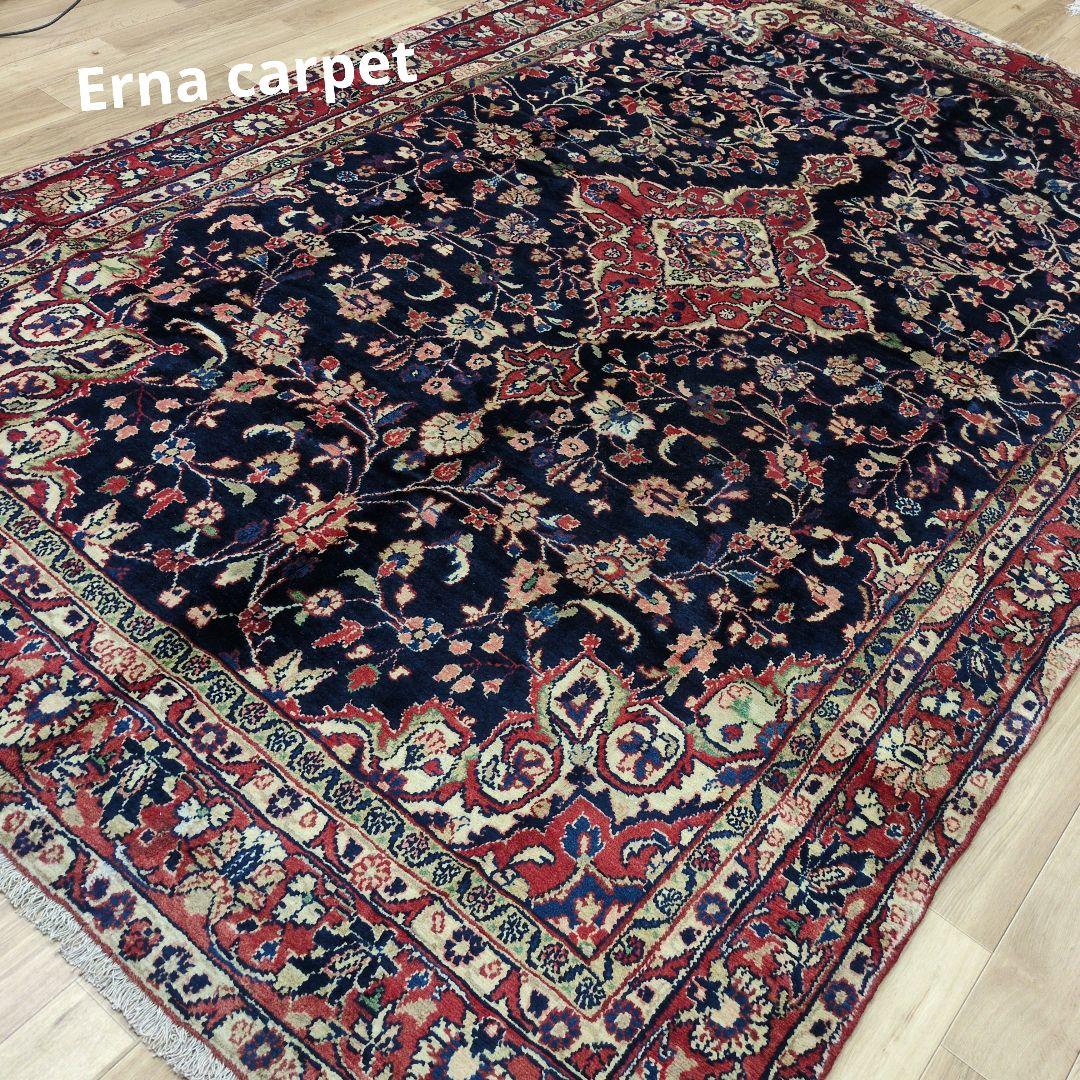 ペルシャ絨毯 330x200 手織り 美術品 草木染 ハマダン産クリーニング済み