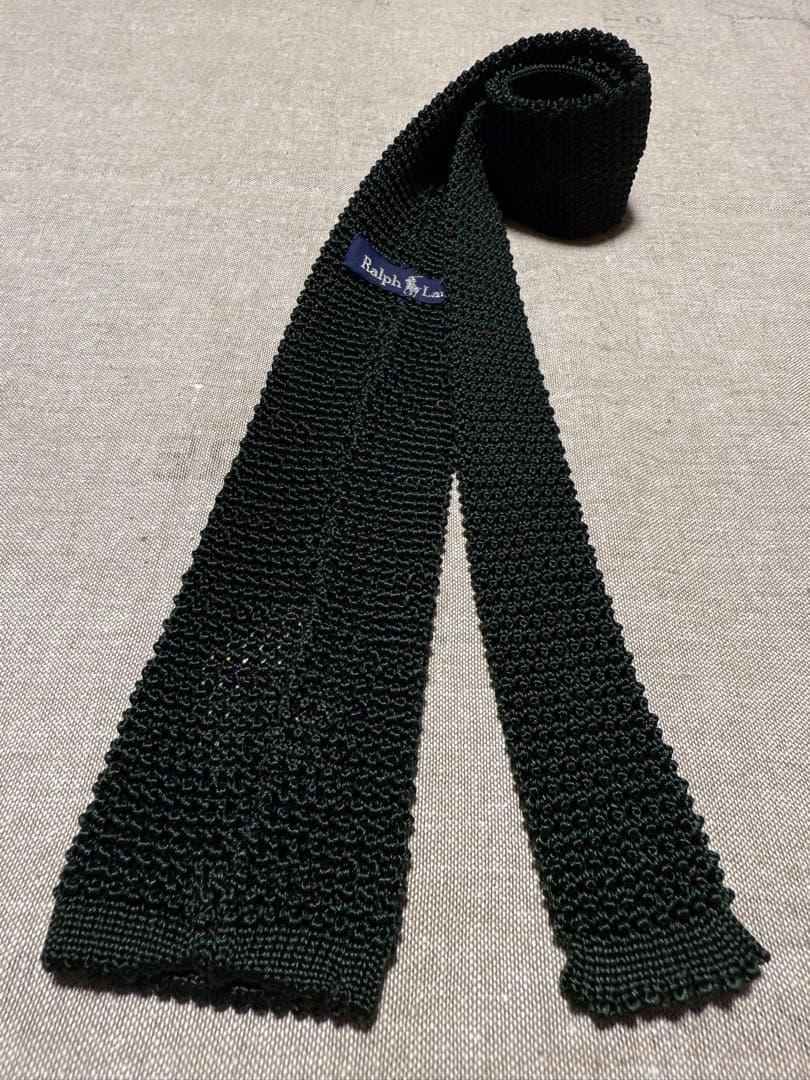 Ralph Lauren／ソリッドニットタイ／エンブレム／王冠／Italy製