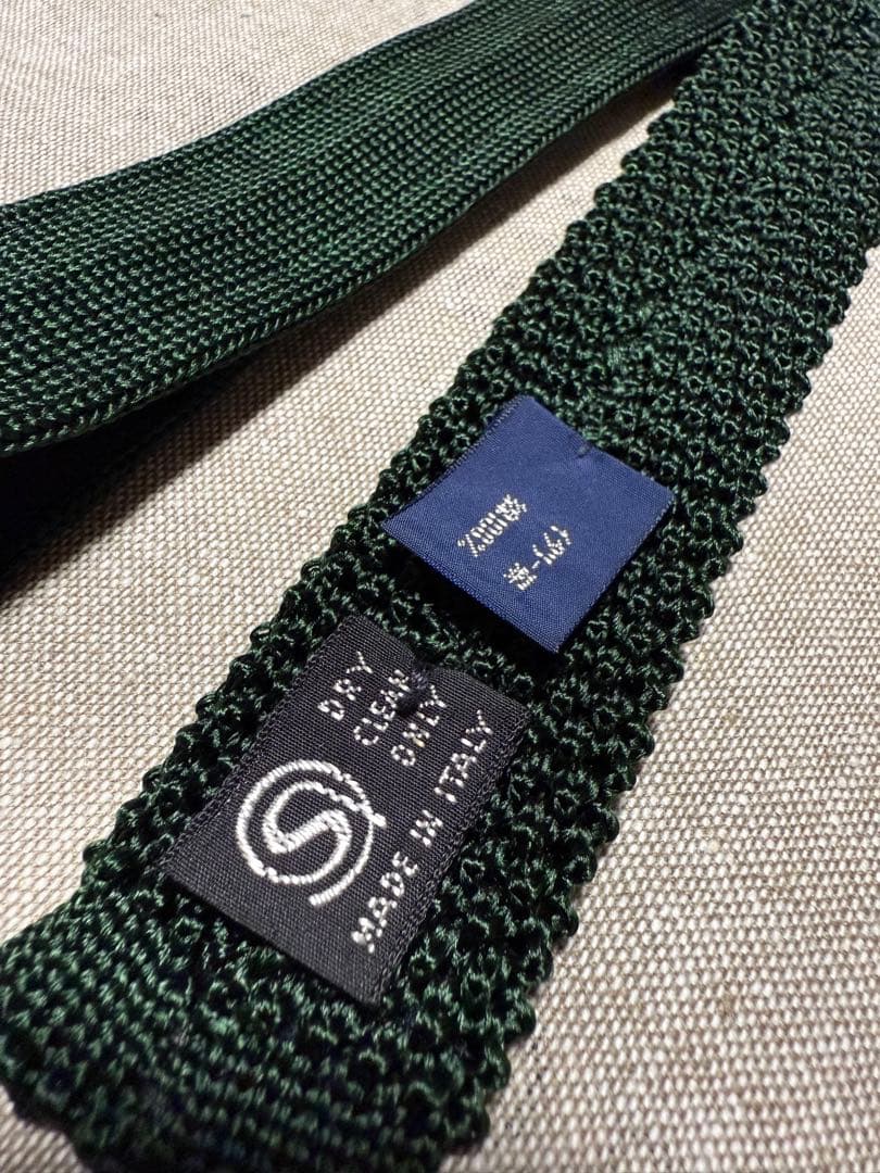 Ralph Lauren／ソリッドニットタイ／エンブレム／王冠／Italy製