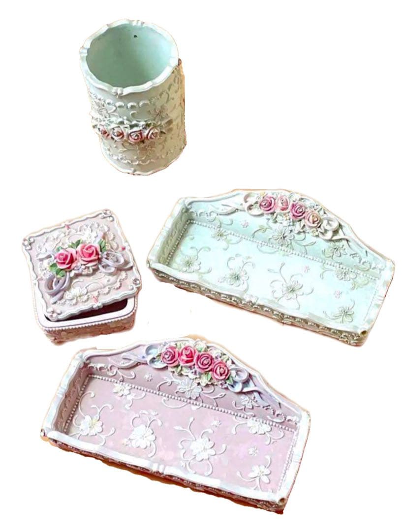 Franc franc ローズ 薔薇 ブーケ ロココ調 アンティーク 小物入れ