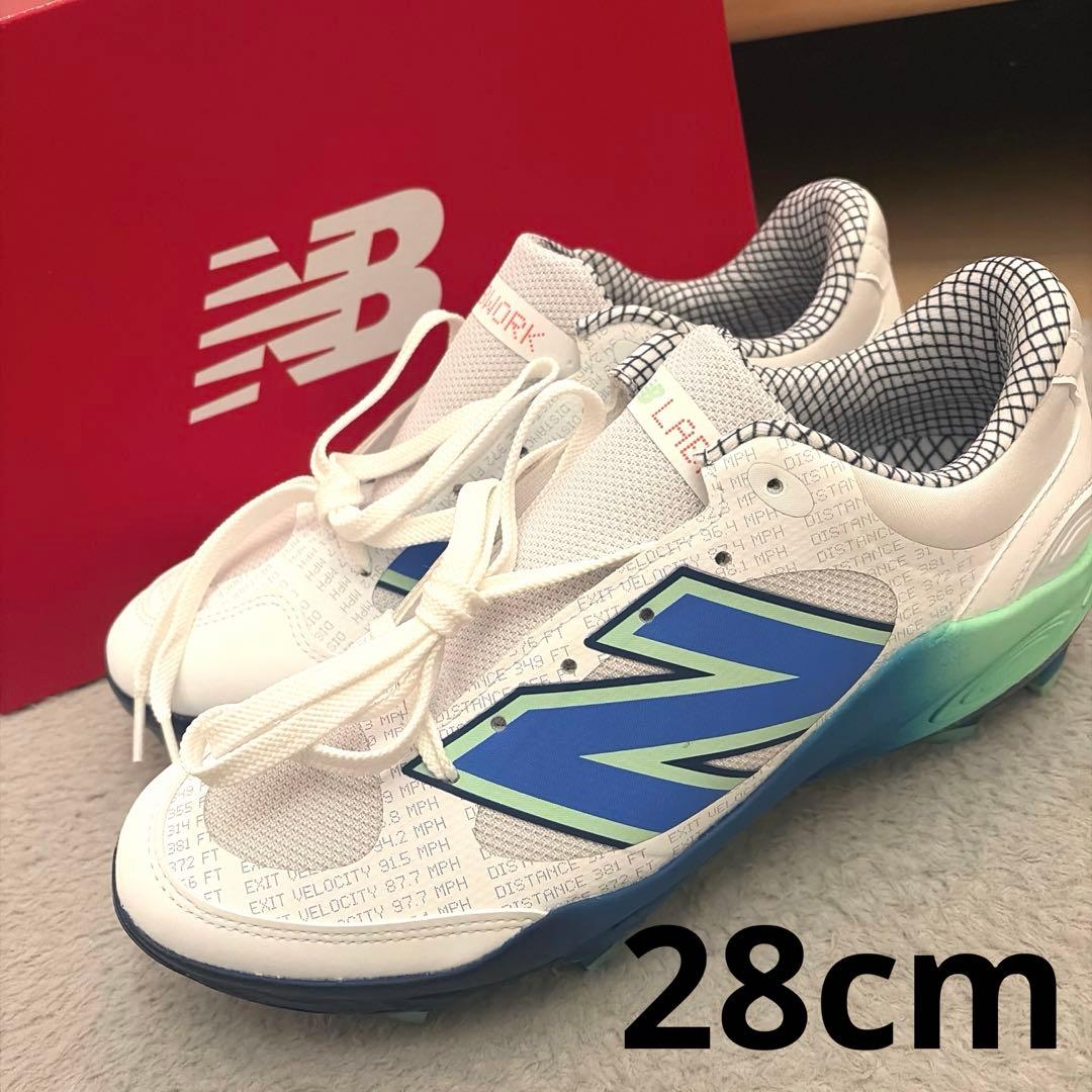 new balance 28cm 野球 スパイク スニーカー 2E 青 新品