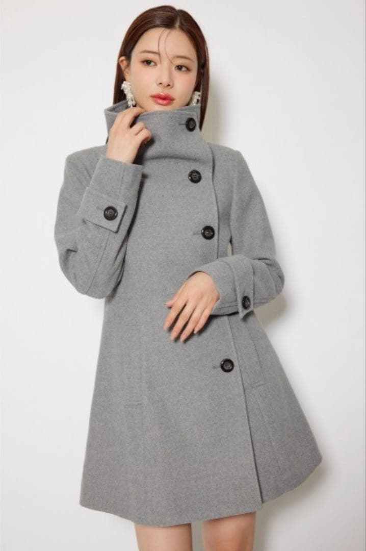 【新品】rienda オーバーネックシンデレララインミニコート 2025 秋冬