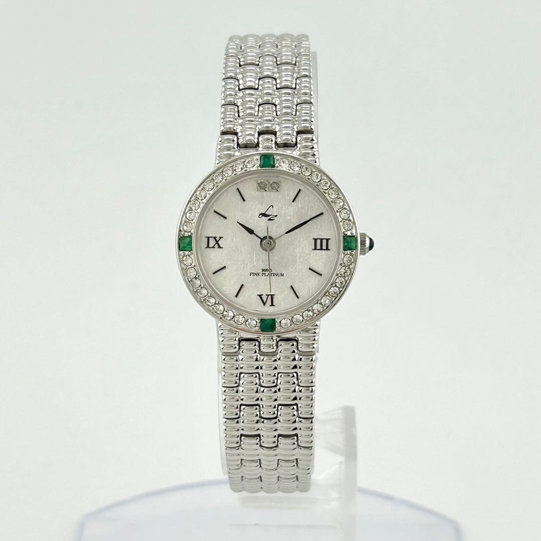【美品　稼働品】LZ リズ ジュエリーコレクション　エメラルド　腕時計