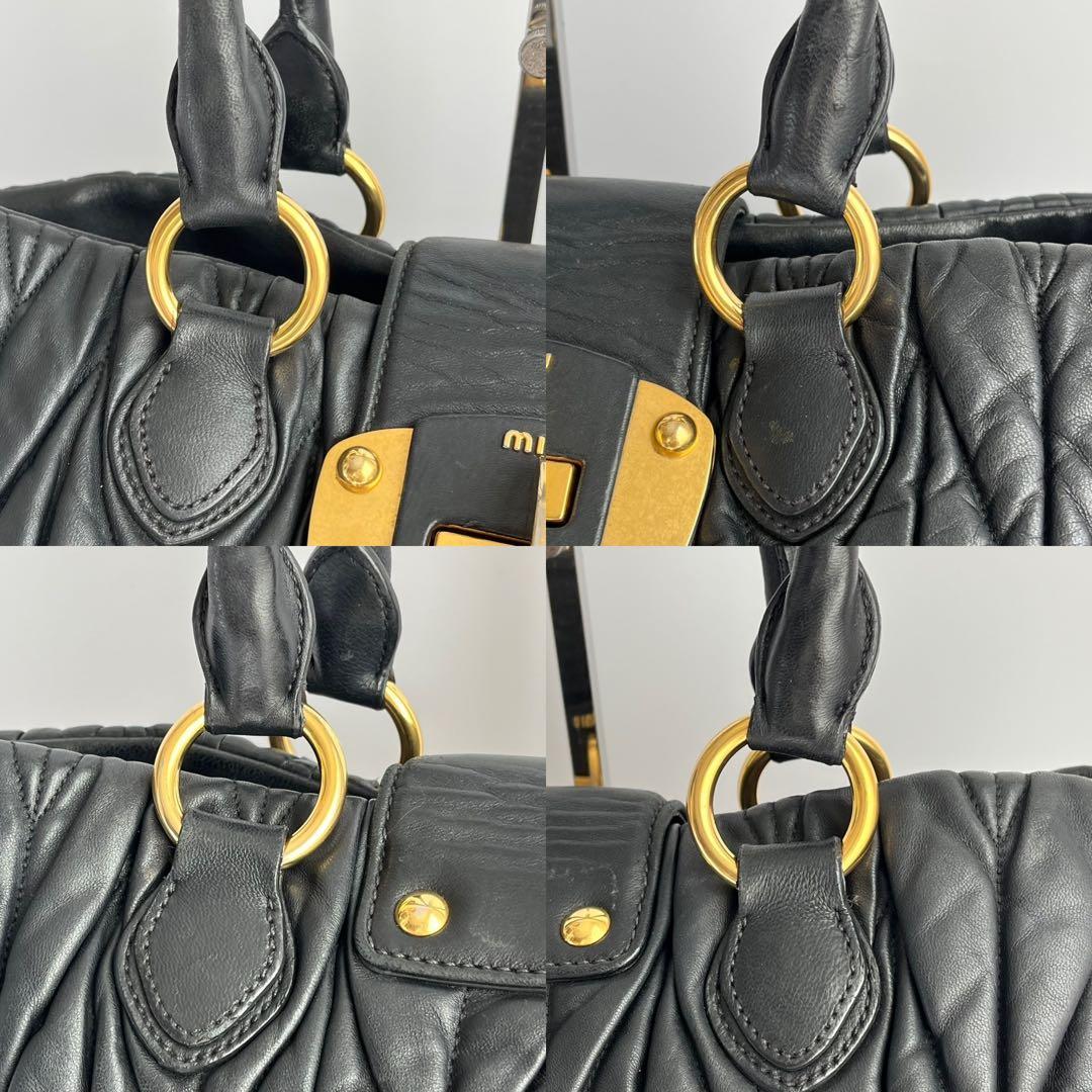 ✨極美品✨　MIUMIU マテラッセル　トートバッグ　レザー　黒　ターンロック