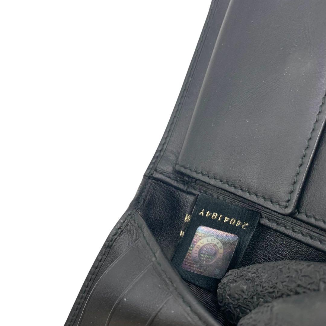 極美品　ブルガリ　折りたたみ　財布　レザー　ブラウン　黒