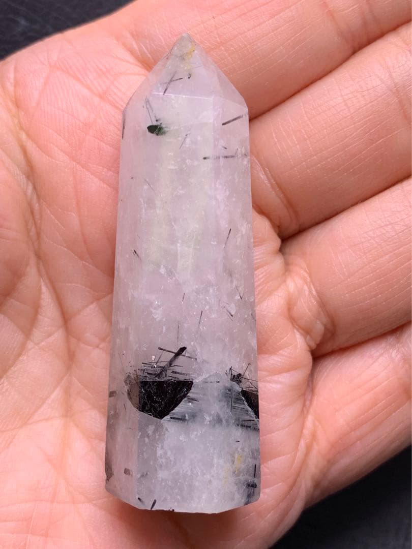 061549 天然石ブラックルチルインクォーツ六角柱